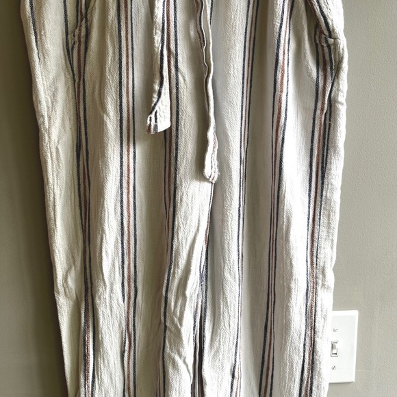 Jolt Striped Shorts Womens L Large Casual Summer Boho Beige Brown Blue Linen - Picture 7 of 16